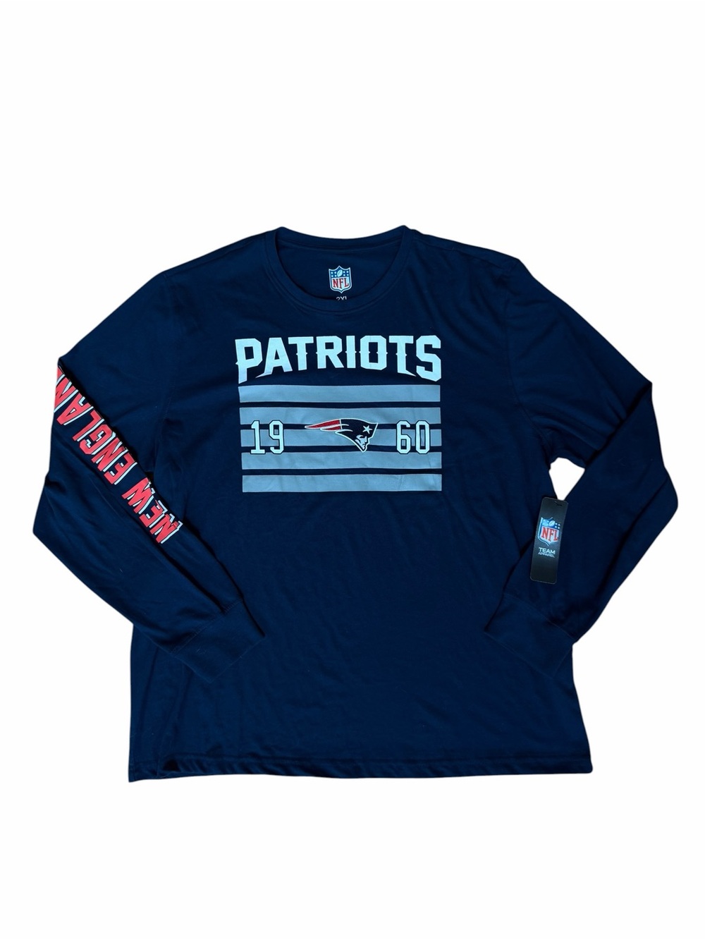 NFL New England Patriots Men’s 2XL XXL Navy Long-Sleeve Graphic Shirt NEW